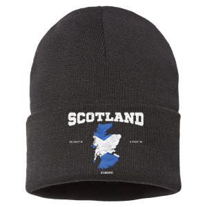 Scottish Flag And Map Scotland Coordinates Sustainable Knit Beanie