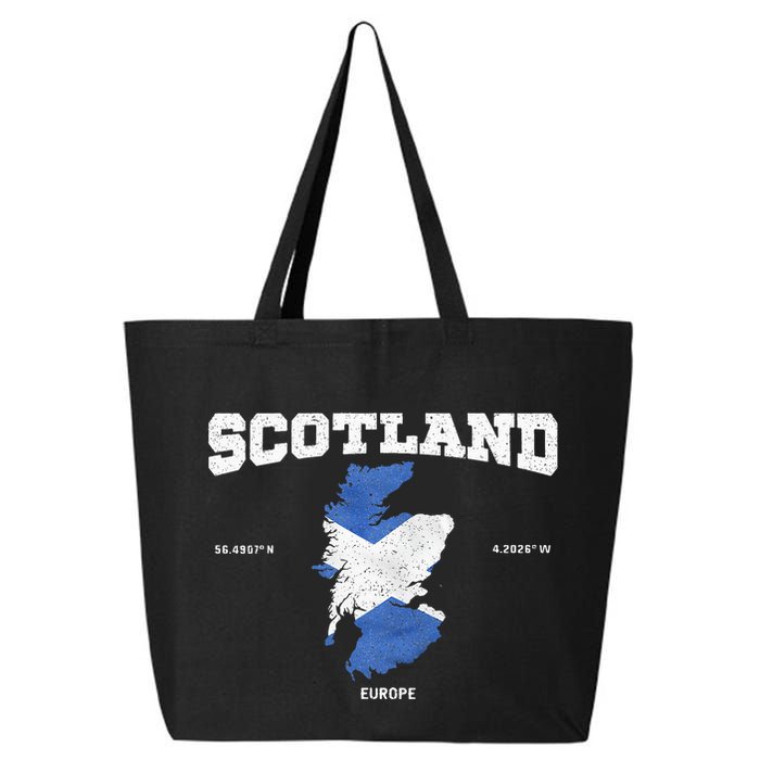 Scottish Flag And Map Scotland Coordinates 25L Jumbo Tote