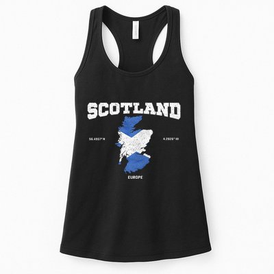 Scottish Flag And Map Scotland Coordinates Womens Tank Top