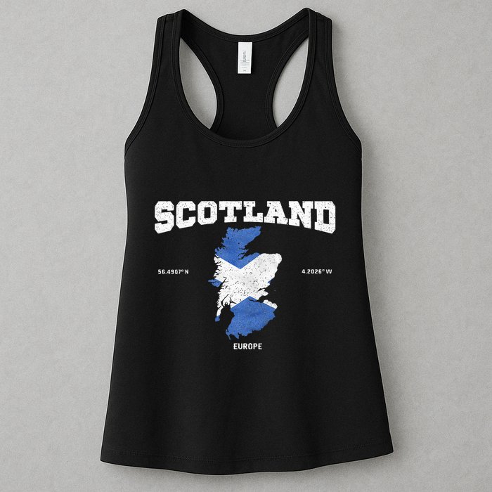 Scottish Flag And Map Scotland Coordinates Womens Tank Top