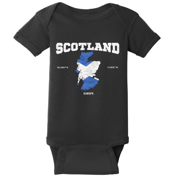 Scottish Flag And Map Scotland Coordinates Baby Bodysuit