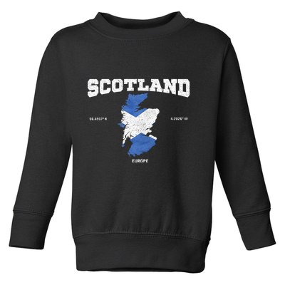 Scottish Flag And Map Scotland Coordinates Toddler Sweatshirt