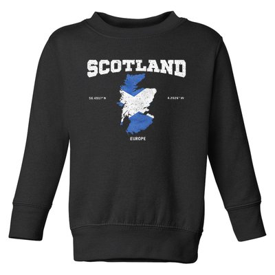 Scottish Flag And Map Scotland Coordinates Toddler Sweatshirt