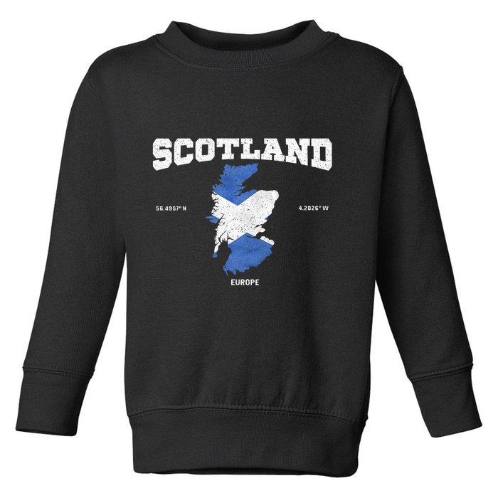 Scottish Flag And Map Scotland Coordinates Toddler Sweatshirt