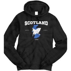 Scottish Flag And Map Scotland Coordinates Tie Dye Hoodie