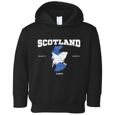 Scottish Flag And Map Scotland Coordinates Toddler Hoodie