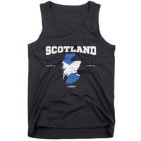 Scottish Flag And Map Scotland Coordinates Tank Top