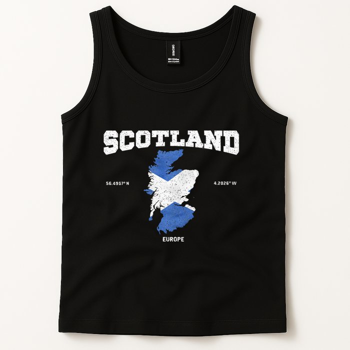 Scottish Flag And Map Scotland Coordinates Tank Top
