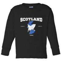 Scottish Flag And Map Scotland Coordinates Toddler Long Sleeve Shirt