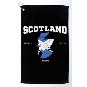 Scottish Flag And Map Scotland Coordinates Platinum Collection Golf Towel