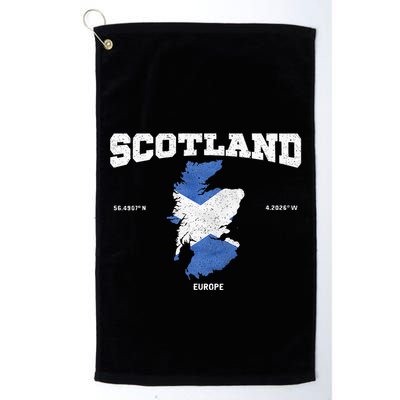 Scottish Flag And Map Scotland Coordinates Golf Towel
