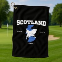 Scottish Flag And Map Scotland Coordinates Golf Towel