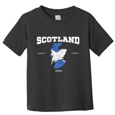 Scottish Flag And Map Scotland Coordinates Toddler T-Shirt