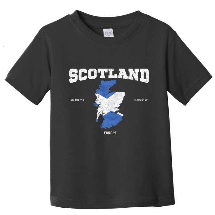 Scottish Flag And Map Scotland Coordinates Toddler T-Shirt