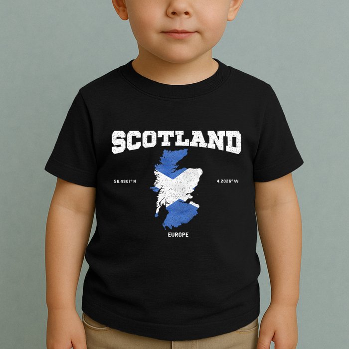 Scottish Flag And Map Scotland Coordinates Toddler T-Shirt