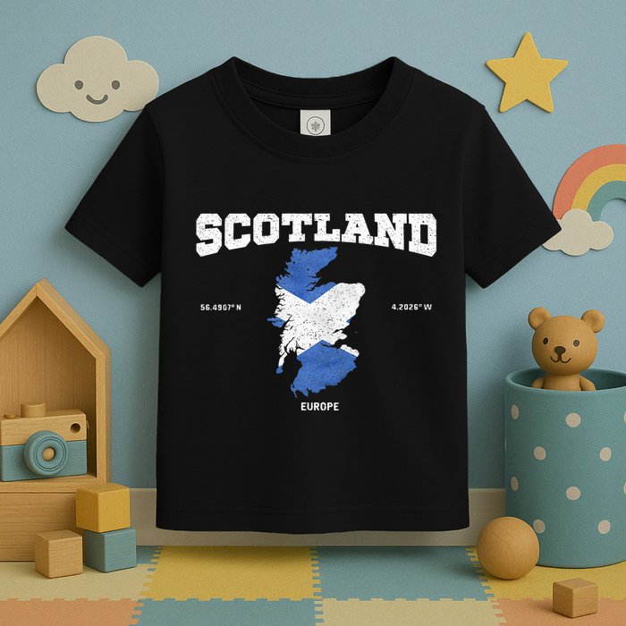 Scottish Flag And Map Scotland Coordinates Toddler T-Shirt