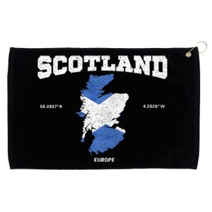 Scottish Flag And Map Scotland Coordinates Grommeted Golf Towel