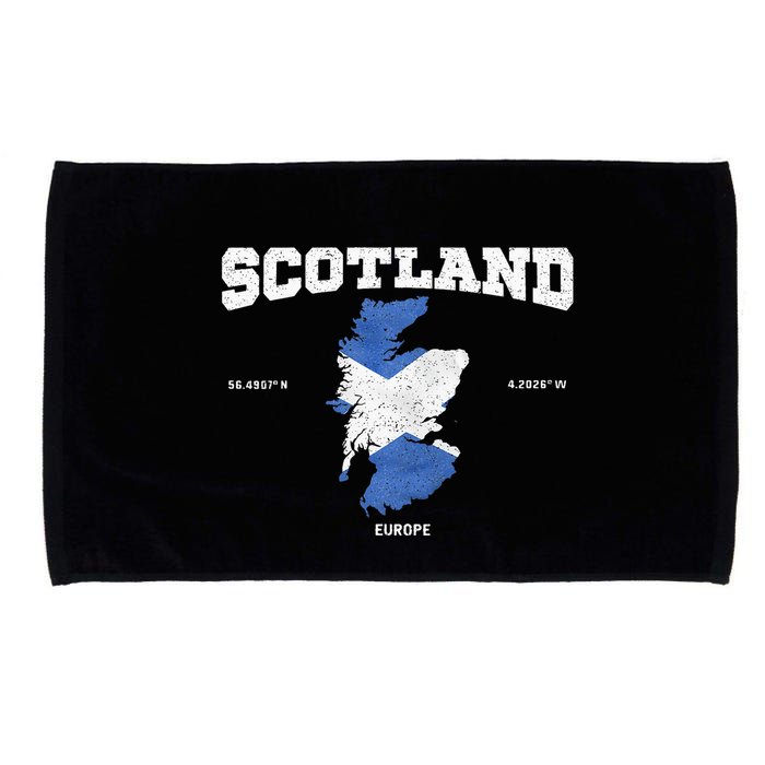 Scottish Flag And Map Scotland Coordinates Microfiber Hand Towel