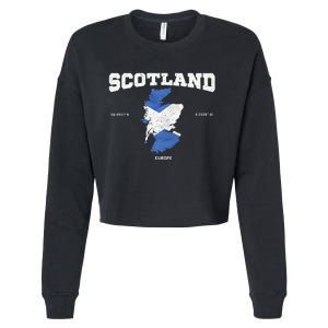 Scottish Flag And Map Scotland Coordinates Cropped Pullover Crew