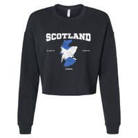 Scottish Flag And Map Scotland Coordinates Cropped Pullover Crew