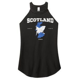 Scottish Flag And Map Scotland Coordinates Women's Perfect Tri Rocker Tank