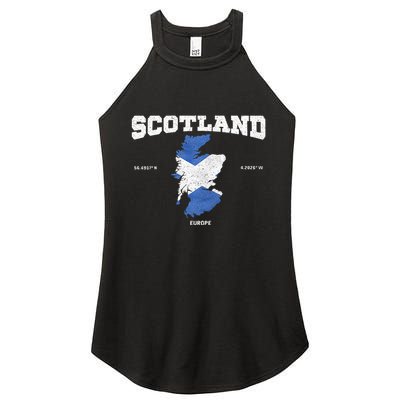 Scottish Flag And Map Scotland Coordinates Women's Perfect Tri Rocker Tank