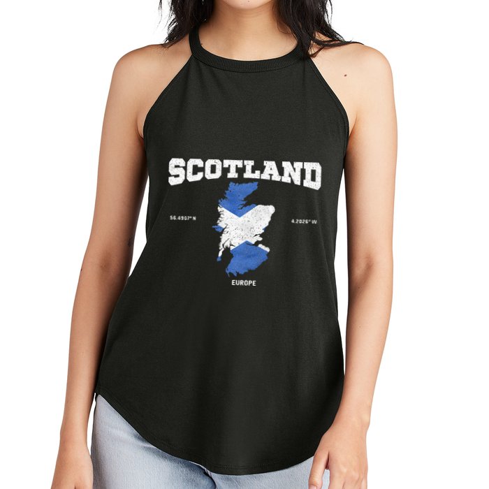 Scottish Flag And Map Scotland Coordinates Women's Perfect Tri Rocker Tank