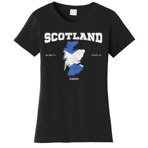 Scottish Flag And Map Scotland Coordinates Women's T-Shirt