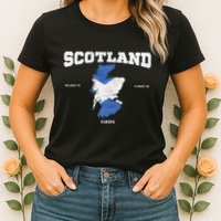 Scottish Flag And Map Scotland Coordinates Womens T-Shirt