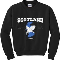 Scottish Flag And Map Scotland Coordinates Kids Sweatshirt