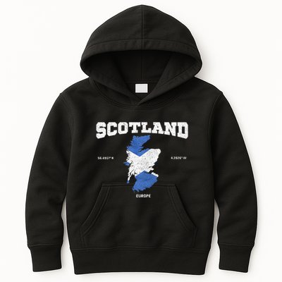 Scottish Flag And Map Scotland Coordinates Kids Hoodie