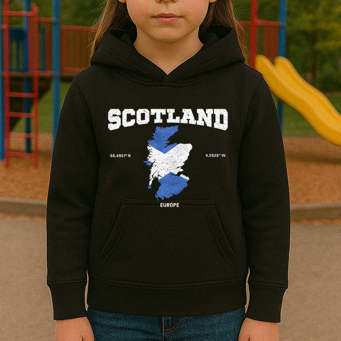 Scottish Flag And Map Scotland Coordinates Kids Hoodie