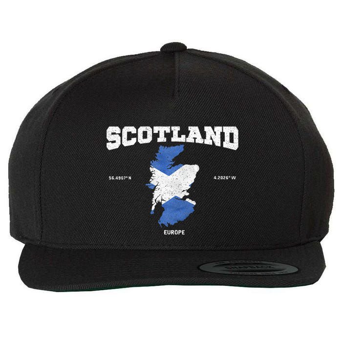Scottish Flag And Map Scotland Coordinates Wool Snapback Cap