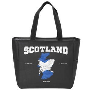 Scottish Flag And Map Scotland Coordinates Zip Tote Bag