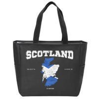 Scottish Flag And Map Scotland Coordinates Zip Tote Bag