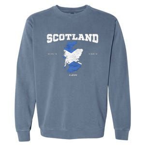 Scottish Flag And Map Scotland Coordinates Garment-Dyed Sweatshirt