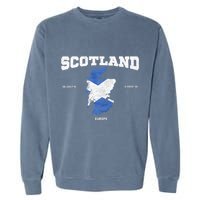Scottish Flag And Map Scotland Coordinates Garment-Dyed Sweatshirt