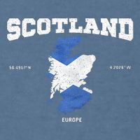 Scottish Flag And Map Scotland Coordinates Garment-Dyed Sweatshirt