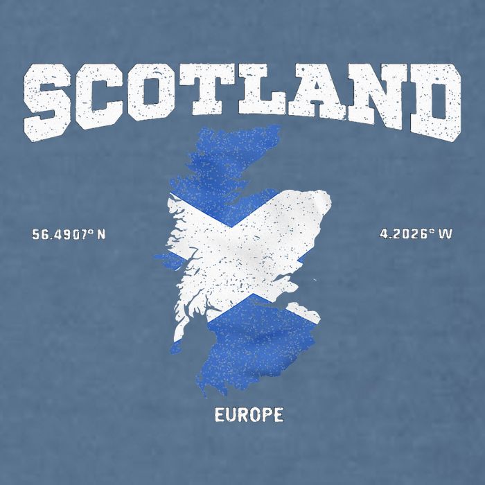 Scottish Flag And Map Scotland Coordinates Garment-Dyed Sweatshirt