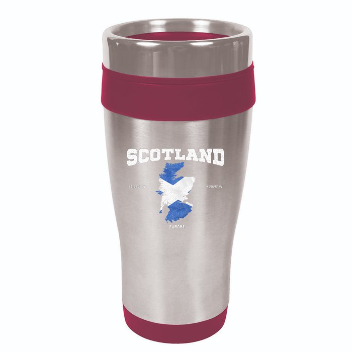 Scottish Flag And Map Scotland Coordinates 16oz Travel Tumbler