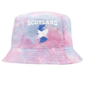 Scottish Flag And Map Scotland Coordinates Tie-Dyed Bucket Hat