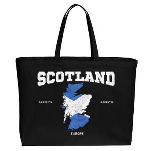 Scottish Flag And Map Scotland Coordinates Cotton Canvas Jumbo Tote