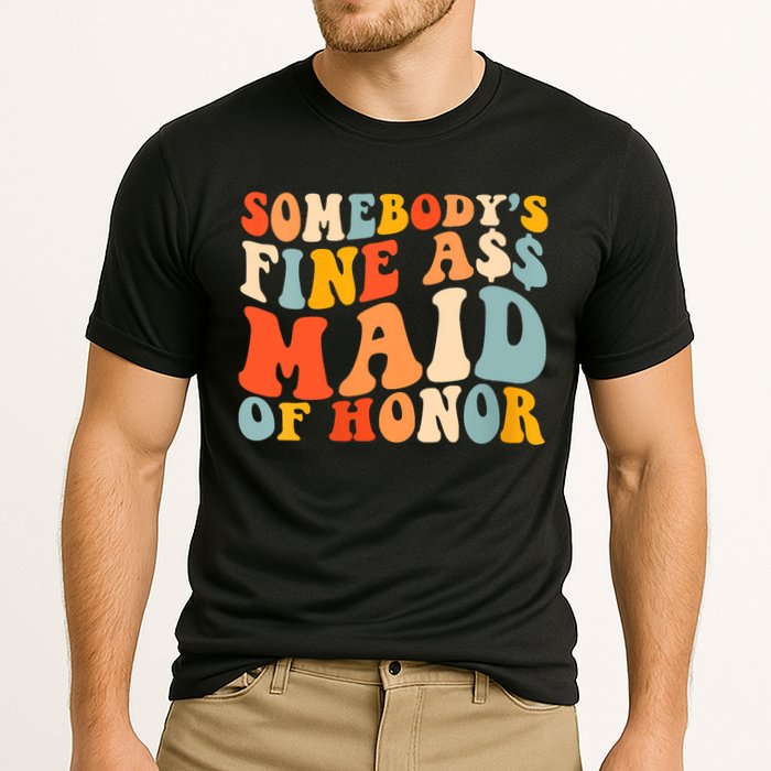 Somebodys Fine Ass Maid Of Honor Funny Retro Groovy Cooling Performance Crew T-Shirt