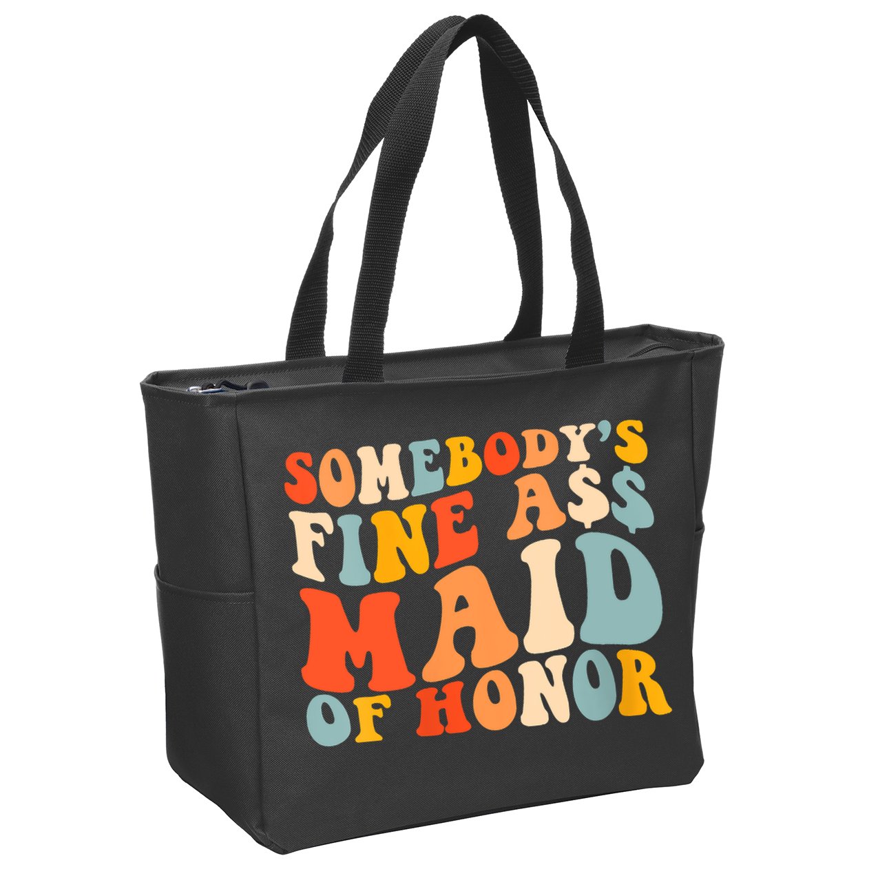 Somebodys Fine Ass Maid Of Honor Funny Retro Groovy Zip Tote Bag