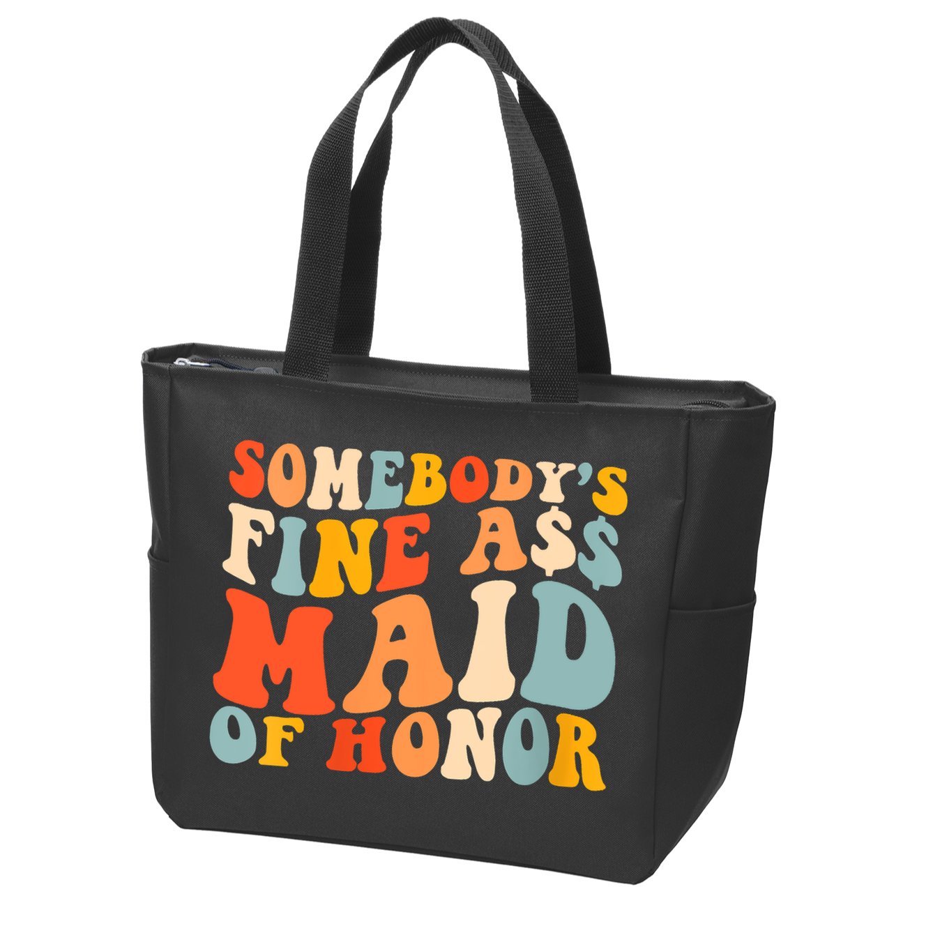 Somebodys Fine Ass Maid Of Honor Funny Retro Groovy Zip Tote Bag