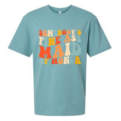 Somebodys Fine Ass Maid Of Honor Funny Retro Groovy Sueded Cloud Jersey T-Shirt