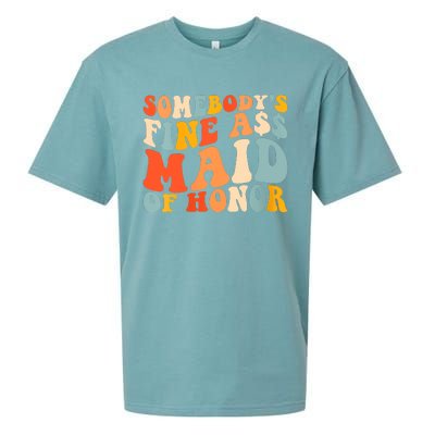 Somebodys Fine Ass Maid Of Honor Funny Retro Groovy Sueded Cloud Jersey T-Shirt