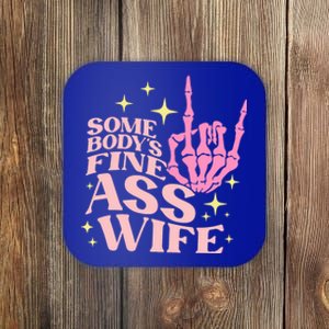 SomebodyS Fine Ass Wife Retro Skeleton Hand Witchy Cute Gift Coaster