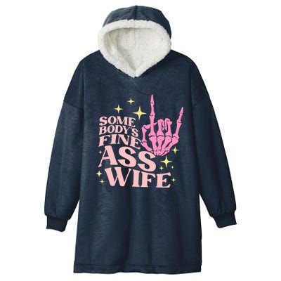 SomebodyS Fine Ass Wife Retro Skeleton Hand Witchy Cute Gift Hooded Wearable Blanket