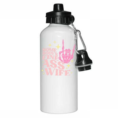 SomebodyS Fine Ass Wife Retro Skeleton Hand Witchy Cute Gift Aluminum Water Bottle